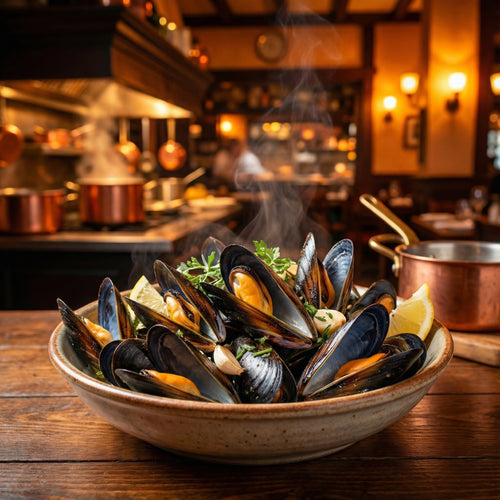 Frozen Blue Mussels in Half Shell – Rope-Cultured & Clean Finish 🐚